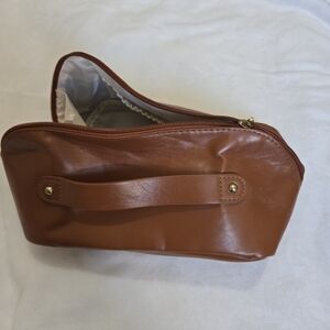 Brown Faux Leather Shaver or Cosmetic Organizer